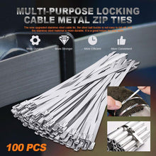 Load image into Gallery viewer, 100PCS Multi-Purpose Locking Cable Metal Zip Ties
